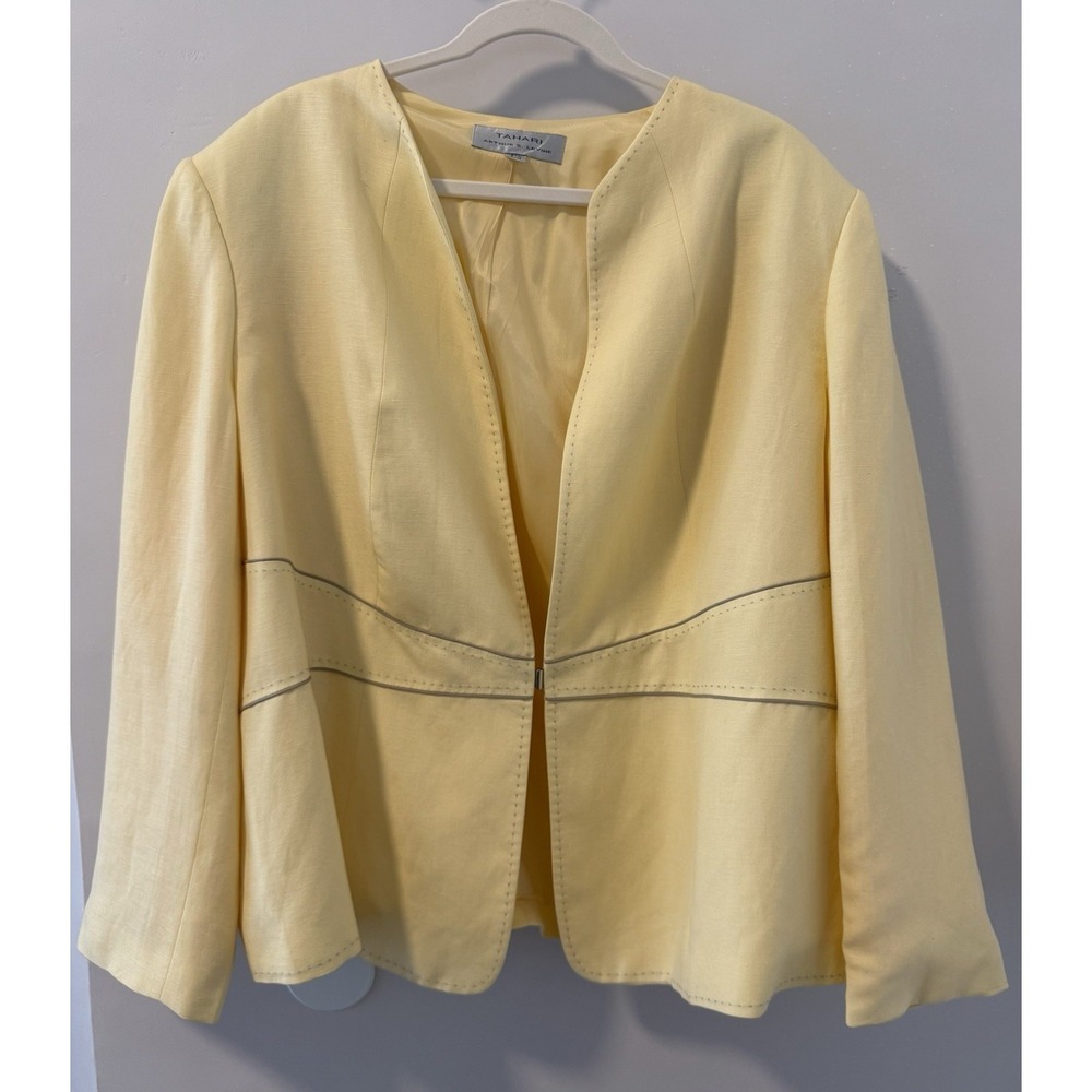 Tahari by ASL Yellow Linen Blend Blazer 22W‎ Plus Business Career Office Jacket
